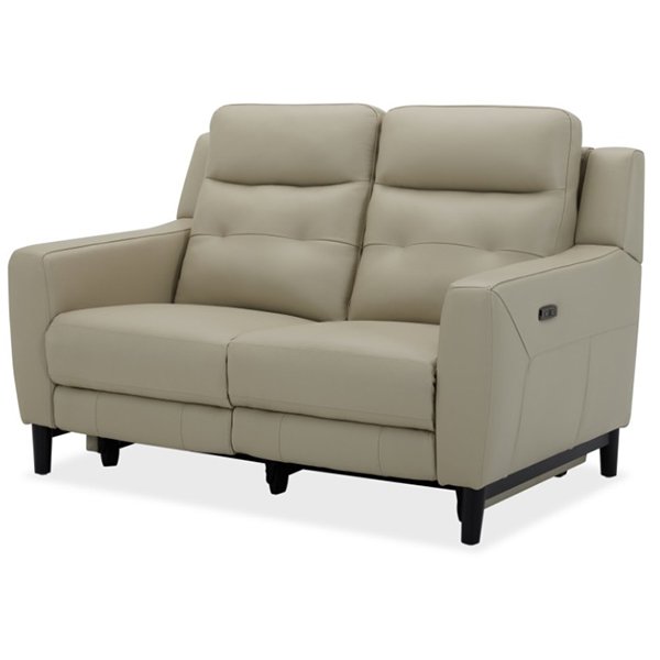 Hollydeen Leather 2 Seater Electric Recliner Sofa - Beige