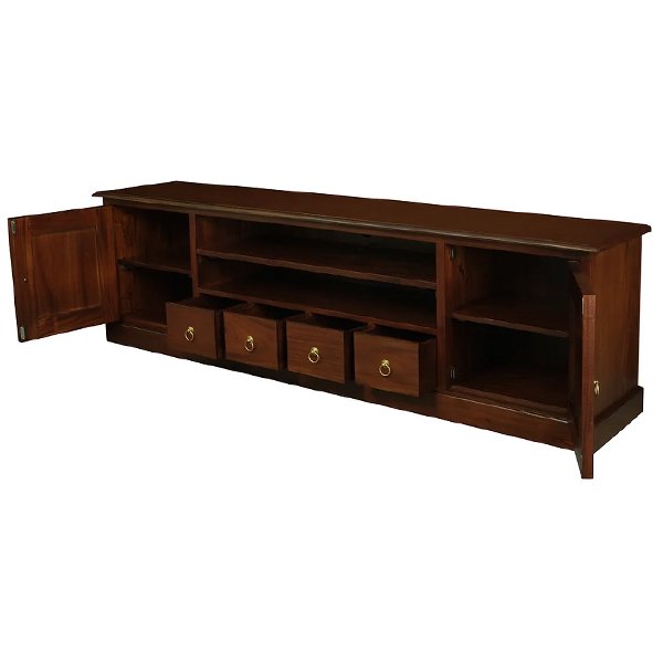 Tasmania Mahogany Timber 2 Door 4 Drawer 200cm TV Unit - Mahogany