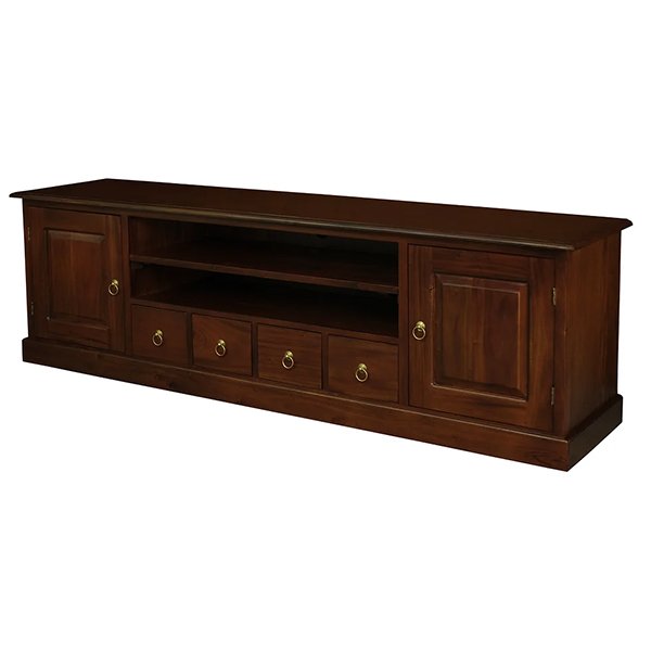 Tasmania Mahogany Timber 2 Door 4 Drawer 200cm TV Unit - Mahogany