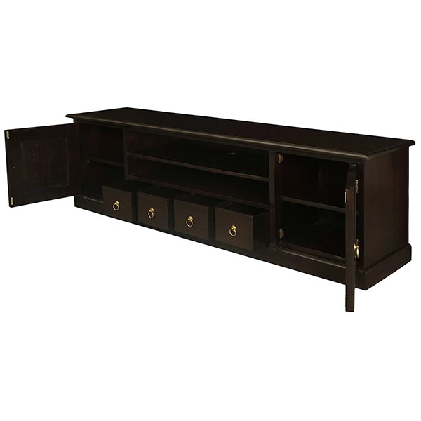 Tasmania Mahogany Timber 2 Door 4 Drawer 200cm TV Unit - Chocolate