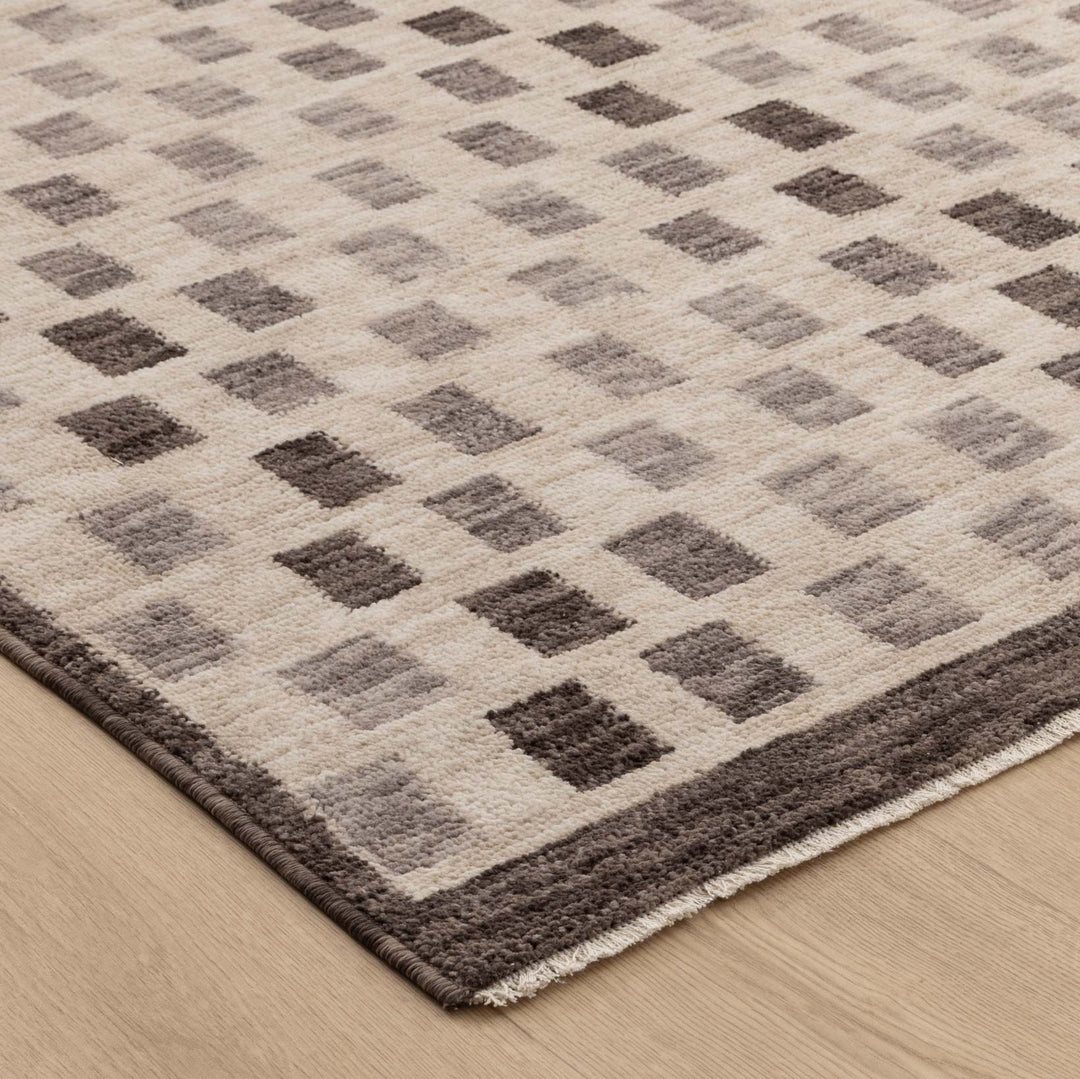 Horizon Ivory Grey Checkered Rug