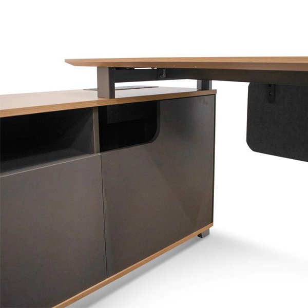 Hubert 2.2m Left Return Grey Office Desk - Natural Top