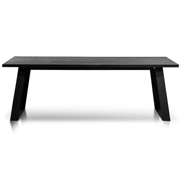 Hudson 2.2m Straight Top Dining table - Black Rustic Oak - Metal Legs