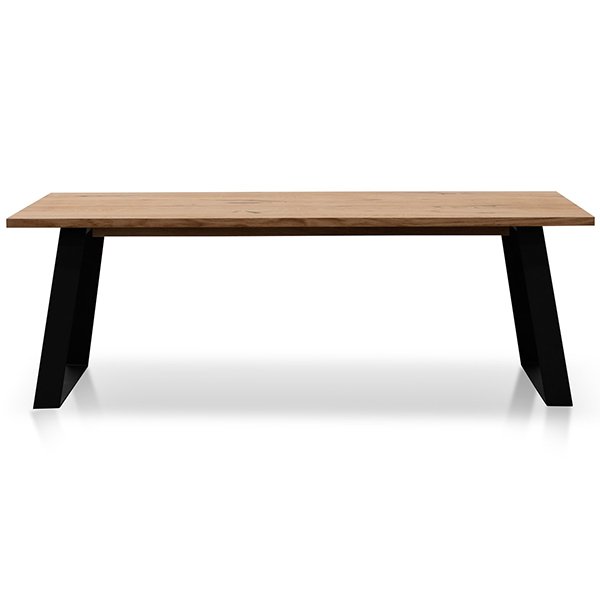 Hudson 2.2m Straight Top Dining table - Rustic Oak - Metal Legs