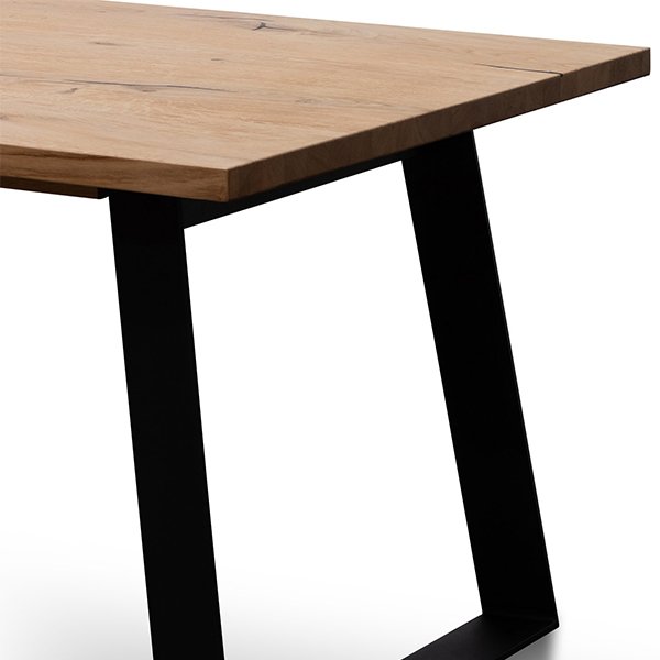 Hudson 2.2m Straight Top Dining table - Rustic Oak - Metal Legs