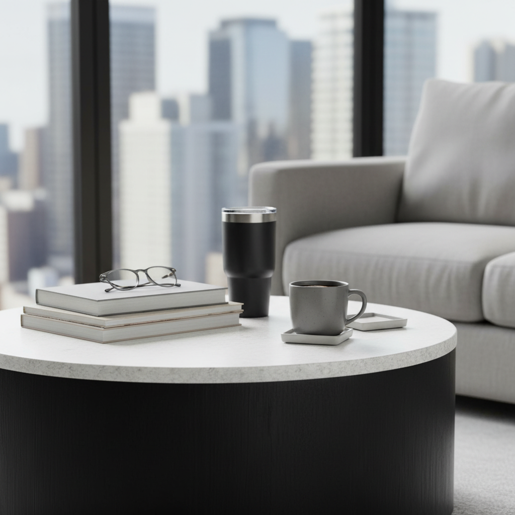 Citola Marble Coffee Table with Black Base