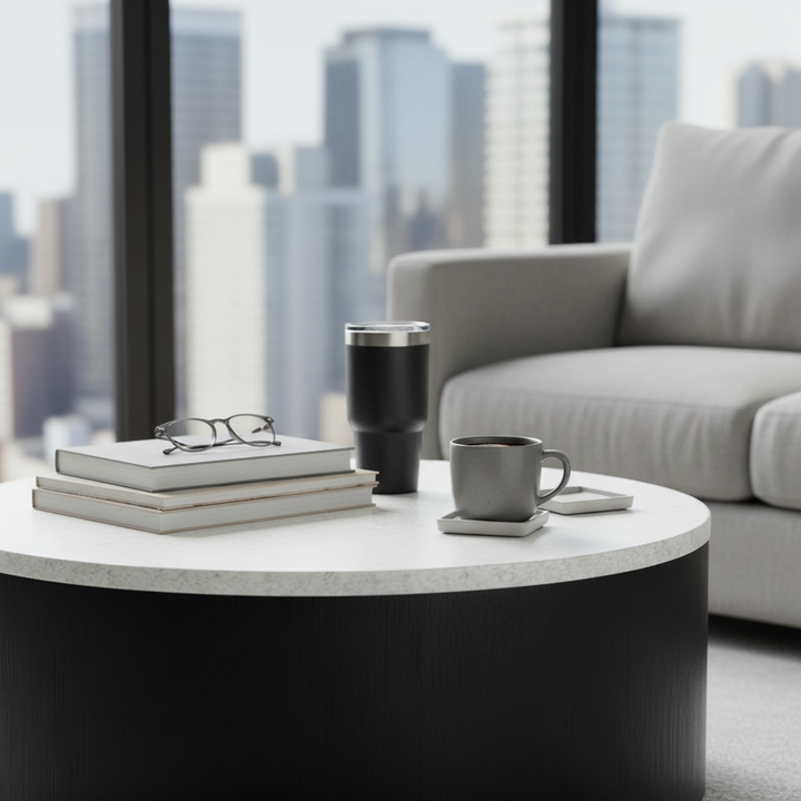 Citola Marble Coffee Table with Black Base