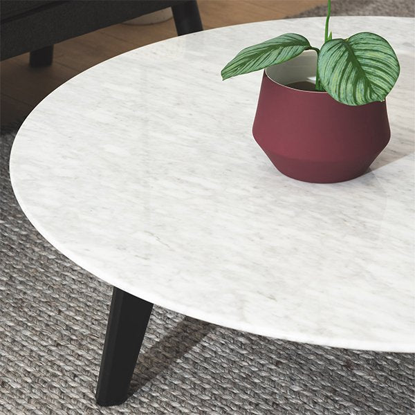 Hunter 100cm Round Marble Coffee Table with Black Legs