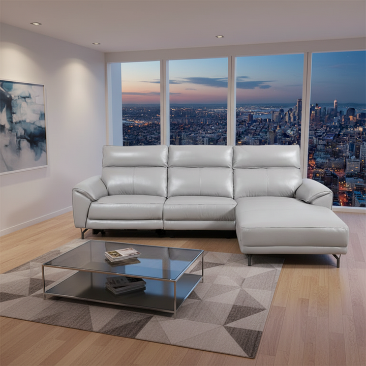 Hunter 2 Seater Leather Electric Sofa with RHF Chaise