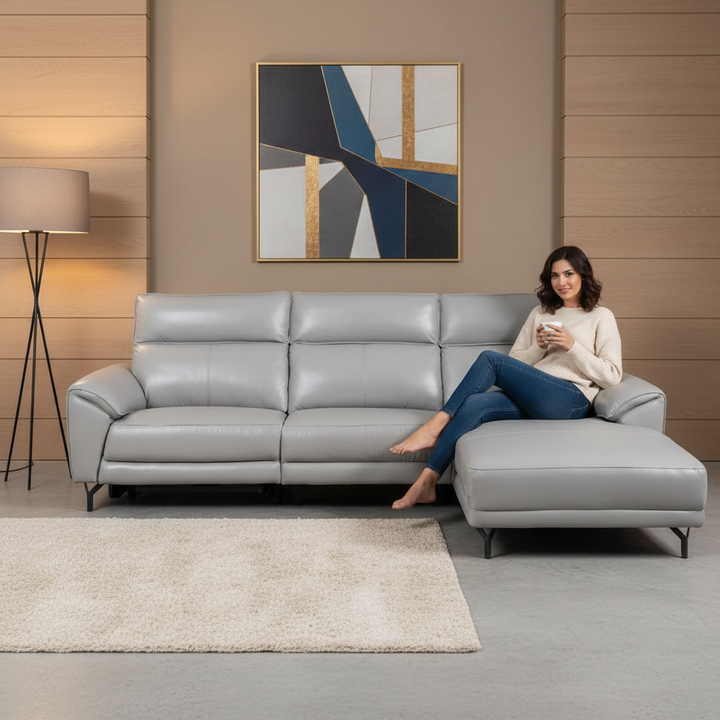 Hunter 2 Seater Leather Electric Sofa with RHF Chaise