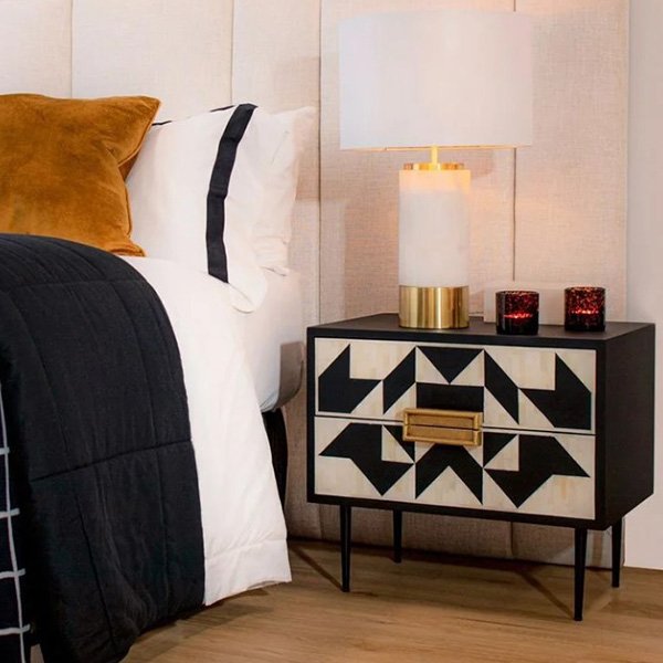 Huxley Bone Inlay Bedside Table