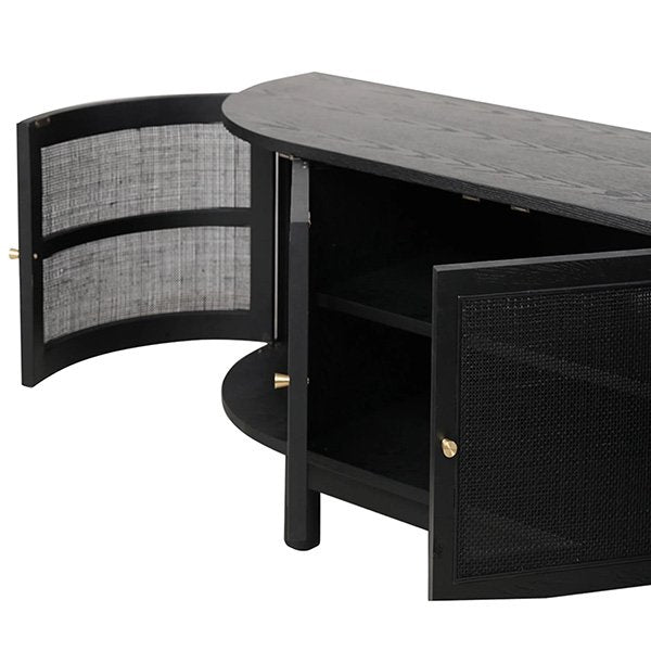 Ibarra 2.2 Rattan Doors TV Entertainment unit - Full Black