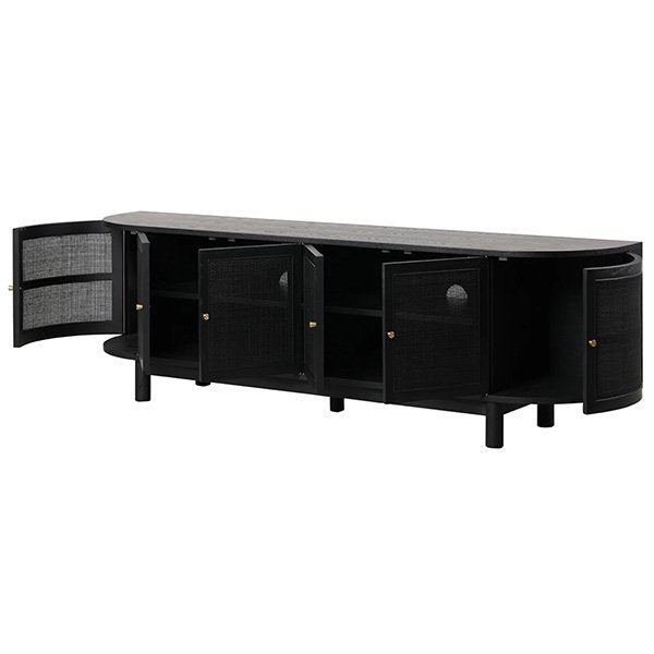 Ibarra 2.2 Rattan Doors TV Entertainment unit - Full Black