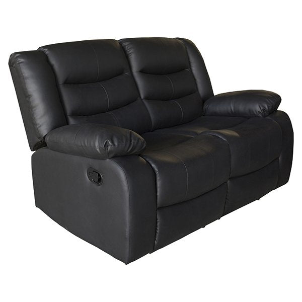 Ipanema 2 Seater Faux Leather Recliner Sofa - Black