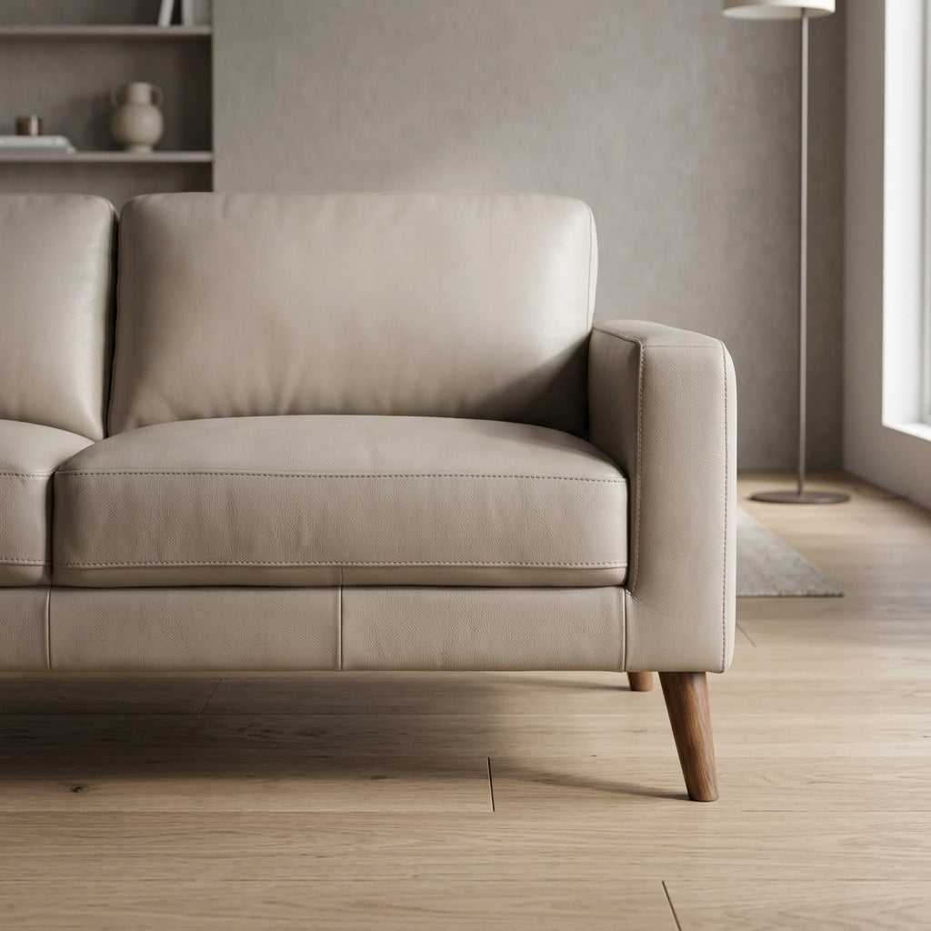 Ipswich 3 Seater Sofa - Beige Full Leather