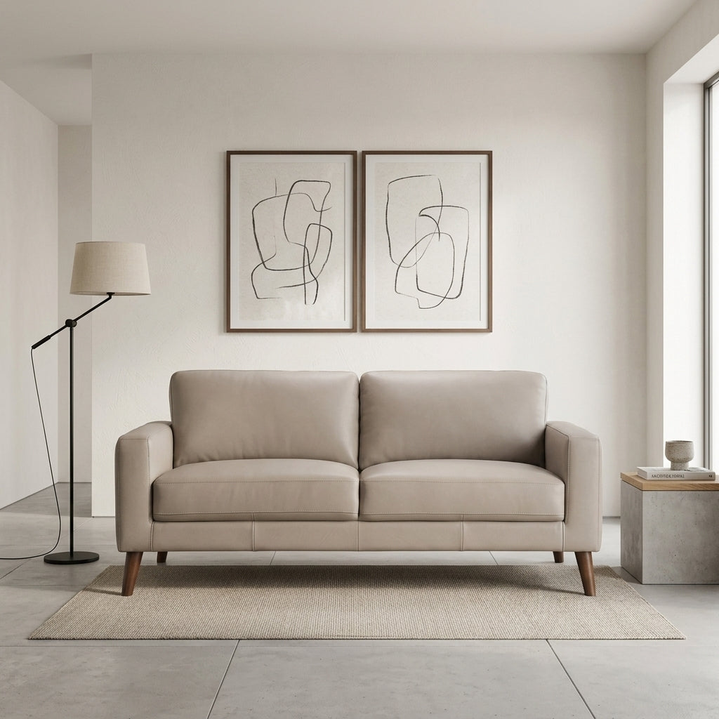 Ipswich 3 Seater Sofa - Beige Full Leather