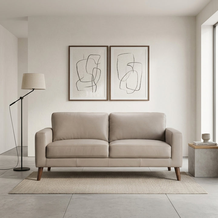 Ipswich 3 Seater Sofa - Beige Full Leather