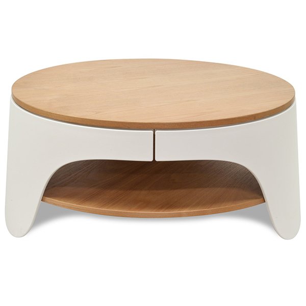 Jackson 82cm Wooden Round Coffee Table - Natural Top and White Leg