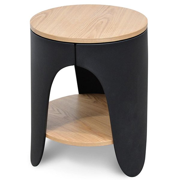 Jackson Round Side Table - Natural - Black