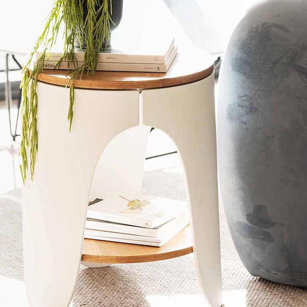Jackson Round Side Table - Natural and White