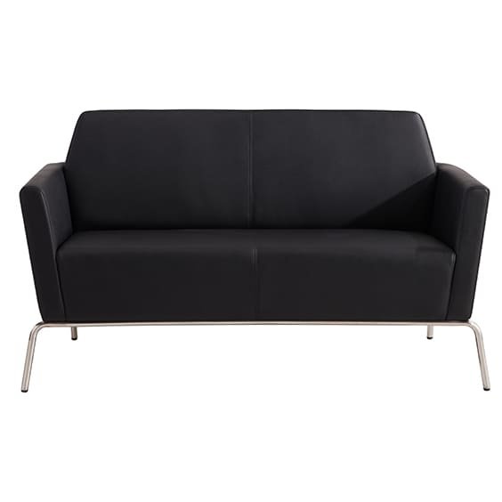 Jaden Black PU Leather Two Seater Lounge