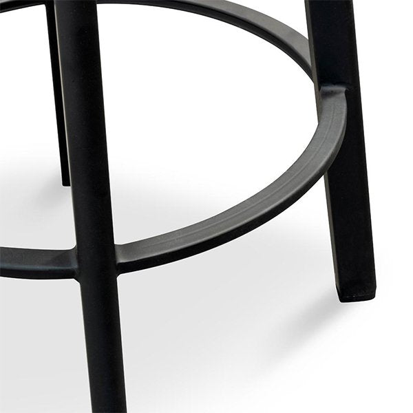 James 65cm Natural Timber Seat Bar Stool - Black Frame