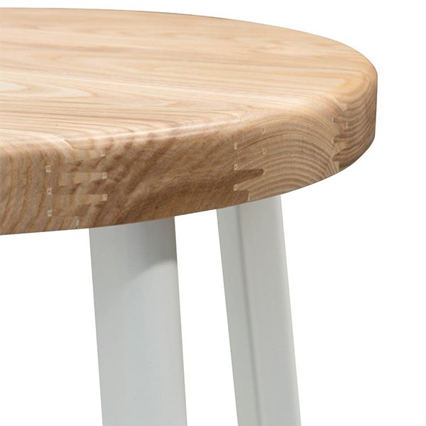 James 65cm Natural Timber Seat Bar Stool - White Frame