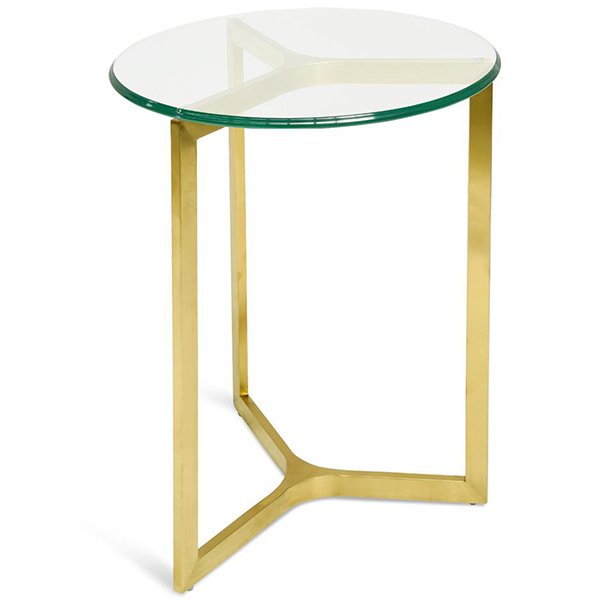 Janet Round Glass Side Table - Gold Base