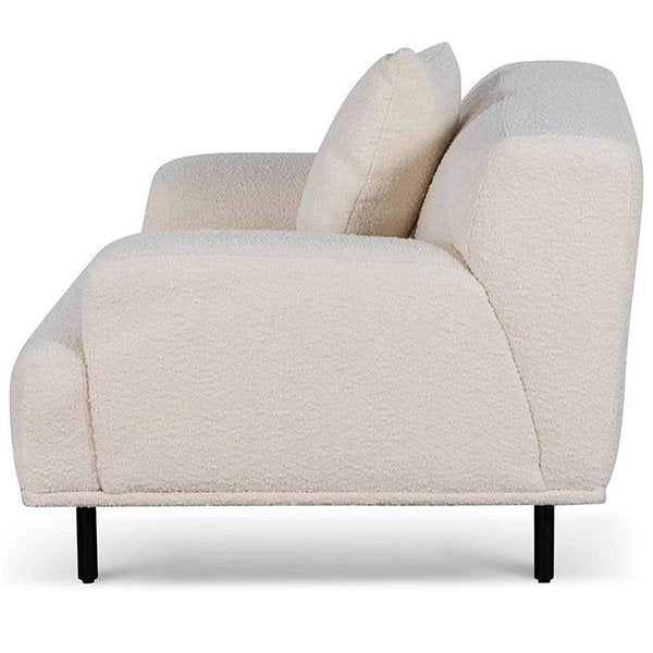 Jasleen Fabric Armchair - Ivory White Boucle with Black Legs