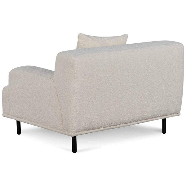 Jasleen Fabric Armchair - Ivory White Boucle with Black Legs