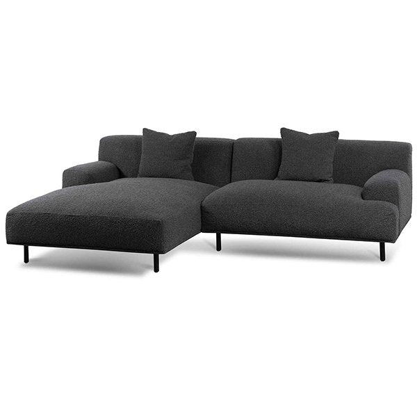 Jasleen Left Chaise Sofa - Charcoal Boucle