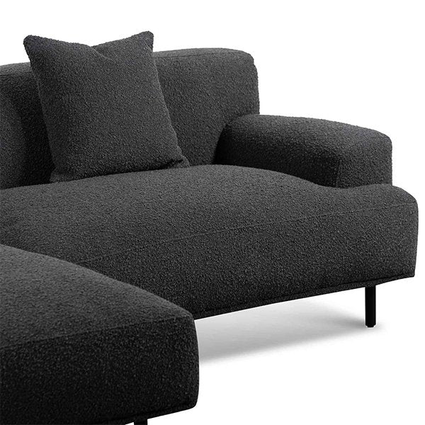 Jasleen Left Chaise Sofa - Charcoal Boucle