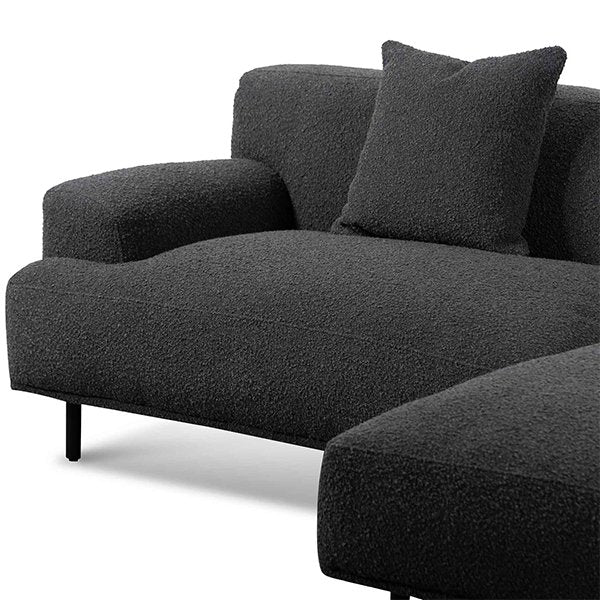 Jasleen Right Chaise Sofa - Charcoal Boucle