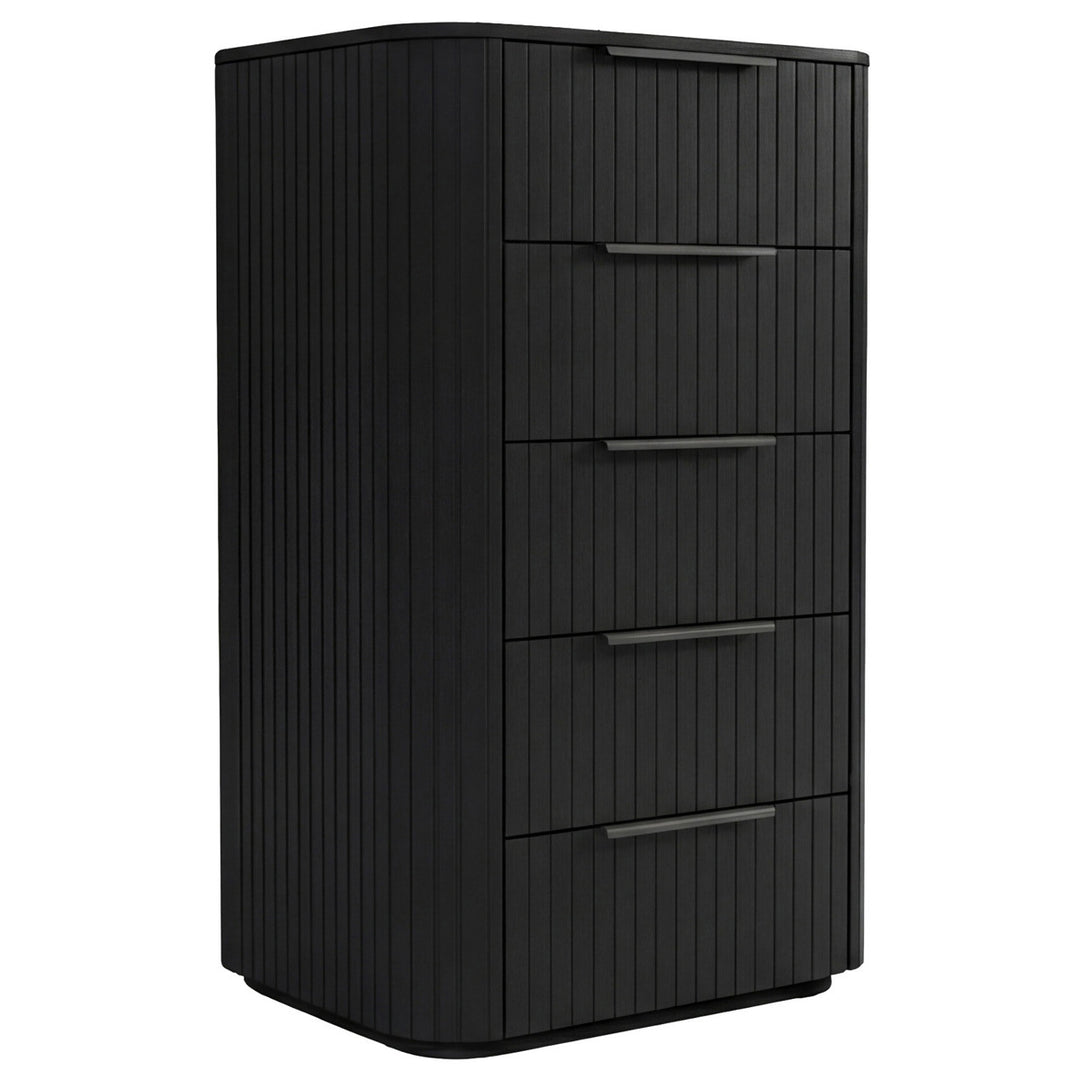 Jazir Designer Black 5 Drawer Tallboy