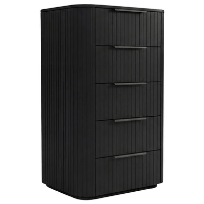 Jazir Designer Black 5 Drawer Tallboy