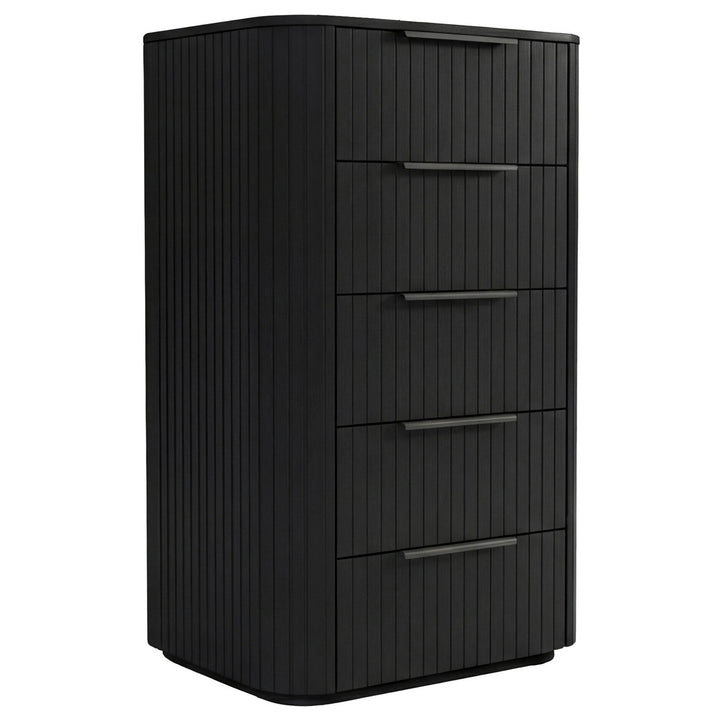 Jazir Designer Black 5 Drawer Tallboy