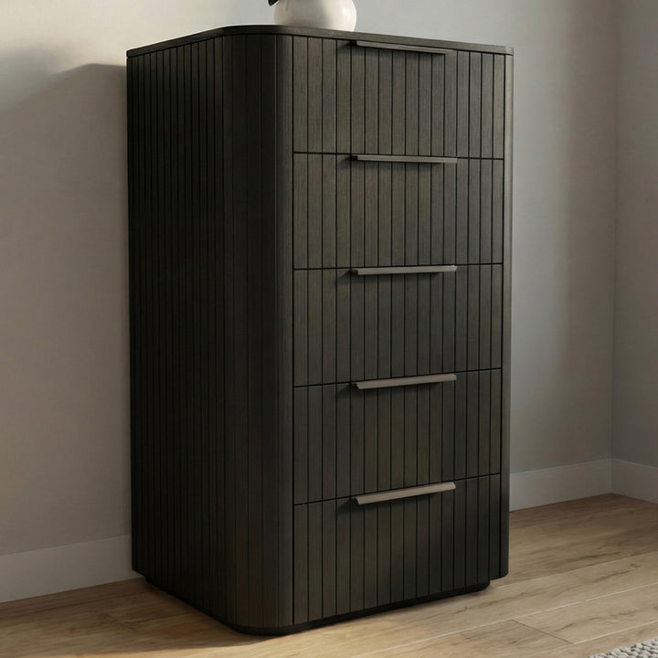 Jazir Designer Black 5 Drawer Tallboy