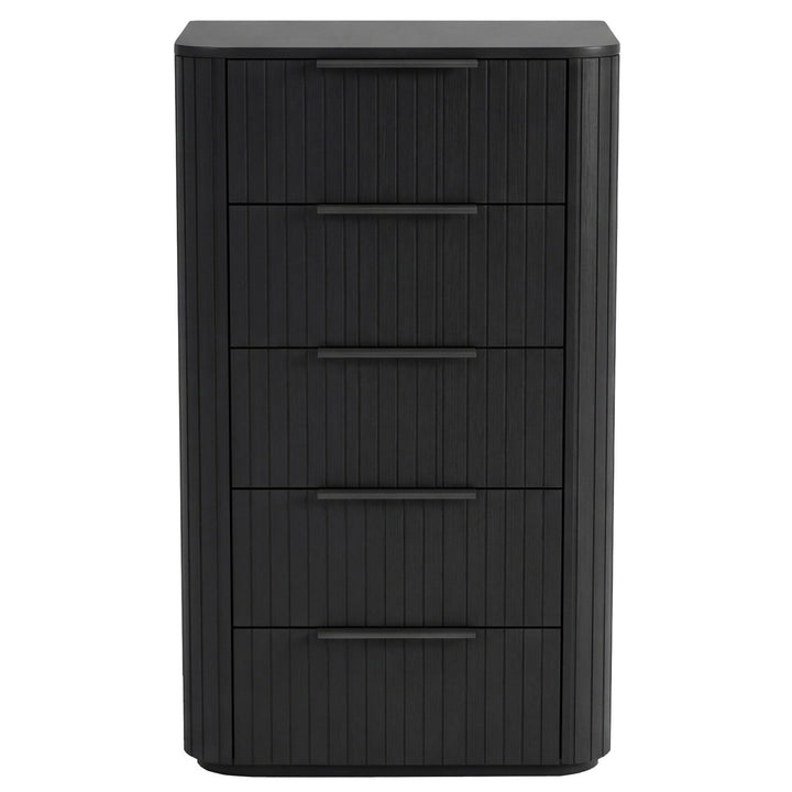 Jazir Designer Black 5 Drawer Tallboy