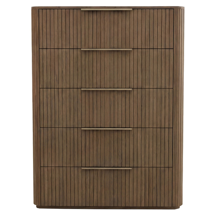 Jazir Designer Oak 5 Drawer Tallboy