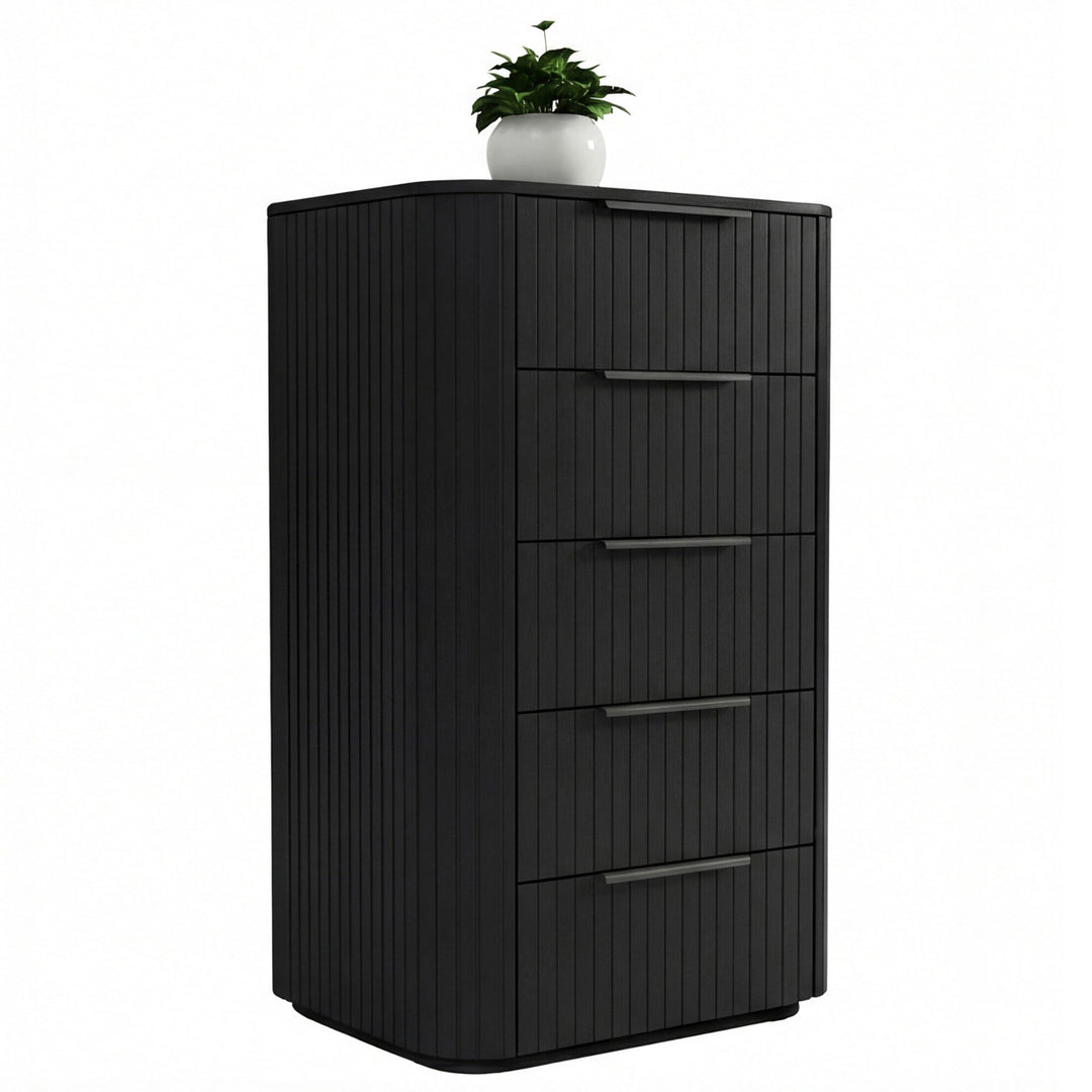 Jazir Designer Black 5 Drawer Tallboy