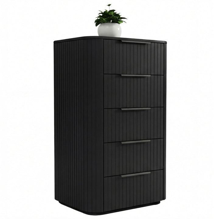 Jazir Designer Black 5 Drawer Tallboy