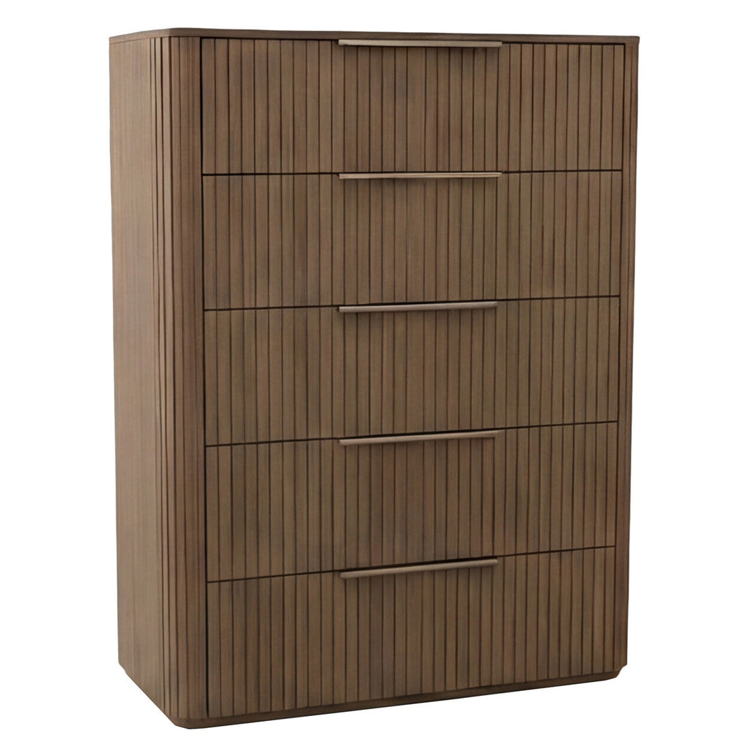 Jazir Designer Oak 5 Drawer Tallboy