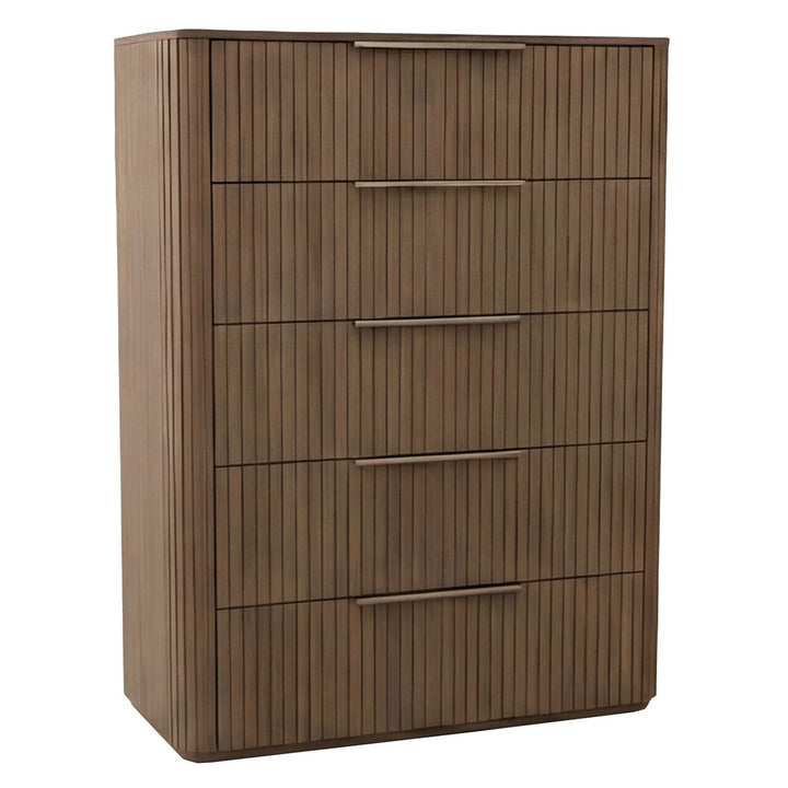 Jazir Designer Oak 5 Drawer Tallboy