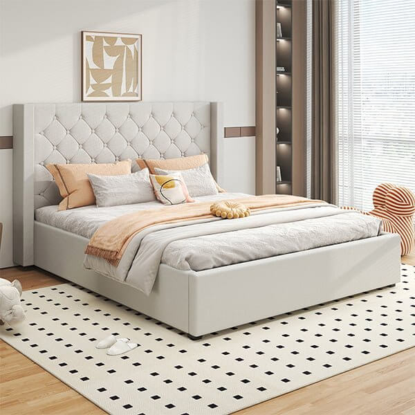 Jiwon Upholstered Gas Lift Storage Bed - Double