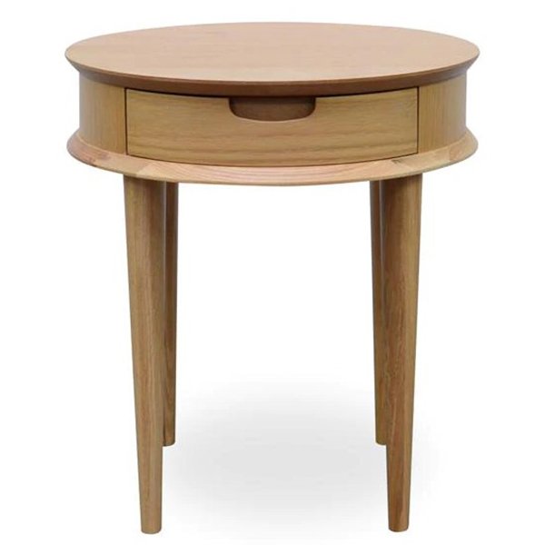 Johansen Scandinavian Oak Lamp Side Table with Drawers - Natural