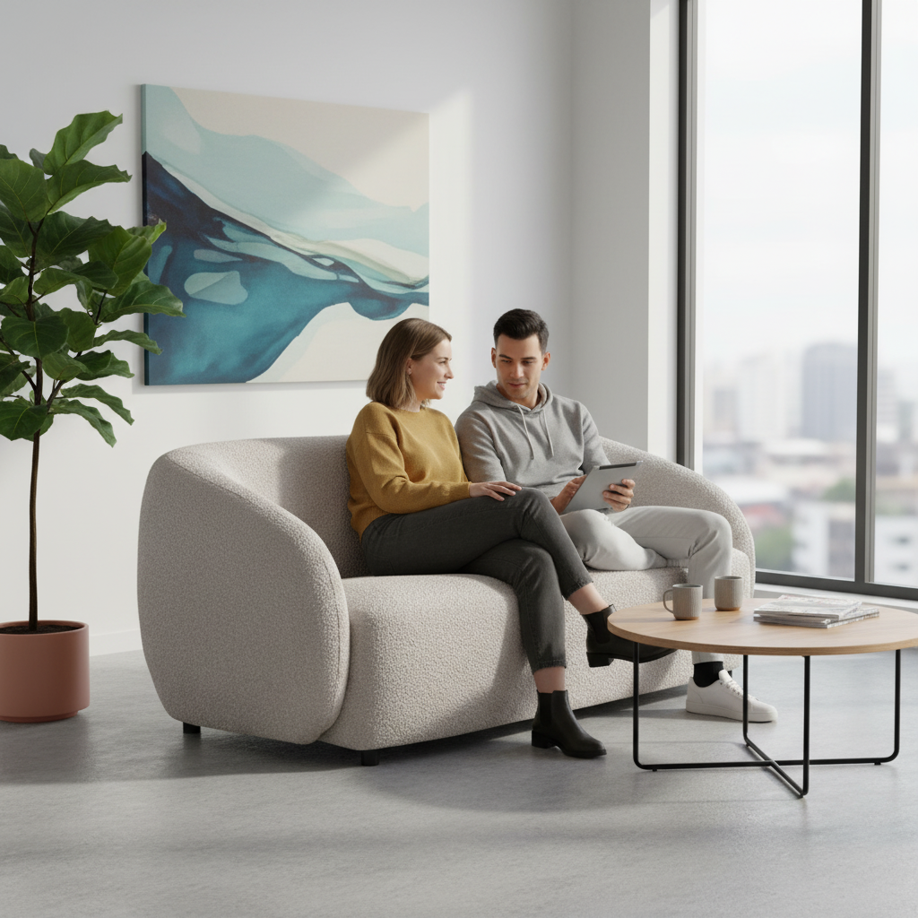 Kaja Boucle 3 Seater Sofa - Stone