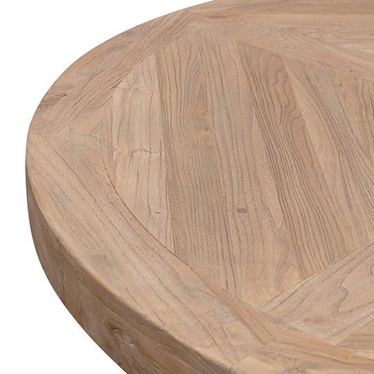 Kara Reclaimed 1.4m Round Dining Table - Natural Top - Black Base