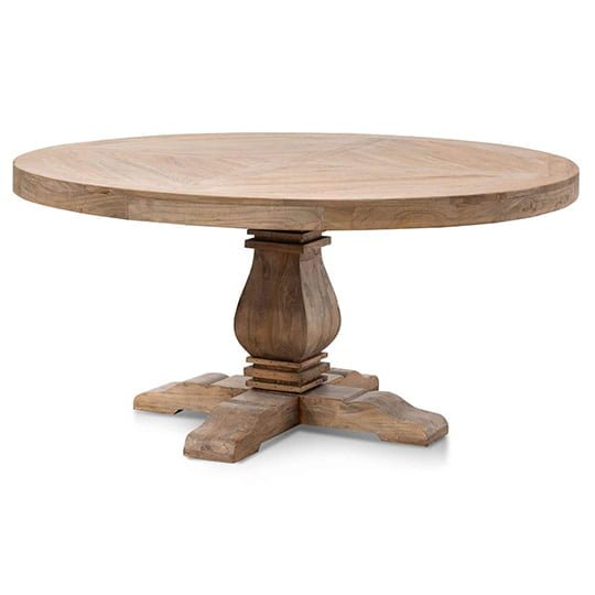 Kara Reclaimed 1.6m Round Dining Table - Natural Top - Natural Base