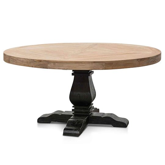 Kara Reclaimed 1.6m Round Dining Table - Natural Top - Black Base