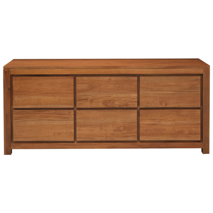 Katoomba Solid Mahogany Timber 6 Drawer Dresser - Caramel